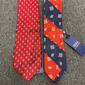 2 $240 Ralph Lauren NWT Ties Italian Silk Embroidery